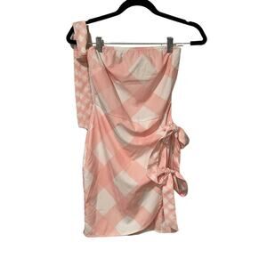 Parisian,‎ Pink and White Gingham, Checkered Print Wrap Dress, Size 4, 1076Z